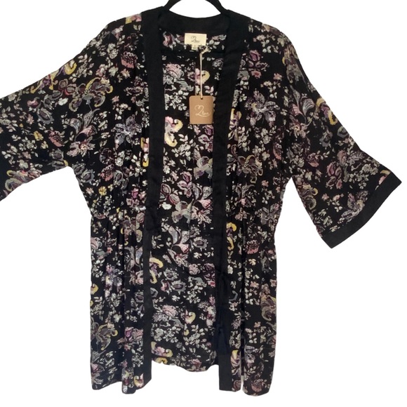 Floral Print Kimono Open Front Topper - Picture 7 of 8